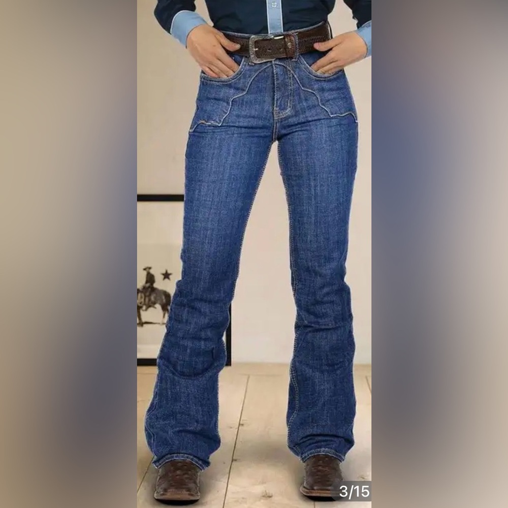 Flamingals Stitch Detail High Waist Bootcut Jeans Size Medium NWT